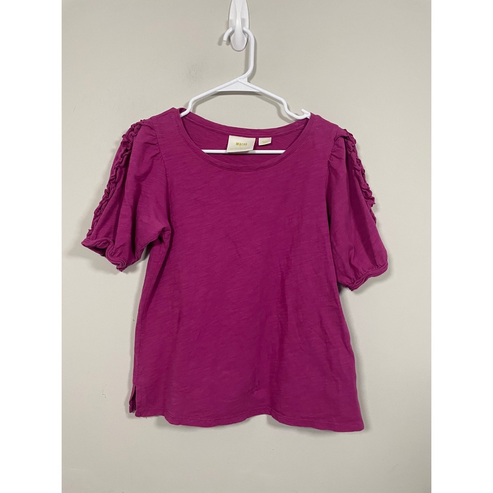 Anthropologie Maeve Ruffle Sleeve Tee in Magenta Size‎ Small